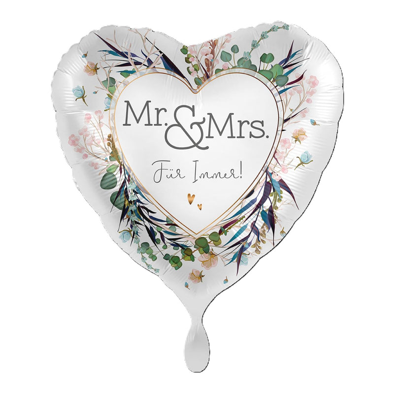 18"/Ø43cm Herz Folienballon  "Mr. & Mrs. Für Immer!"