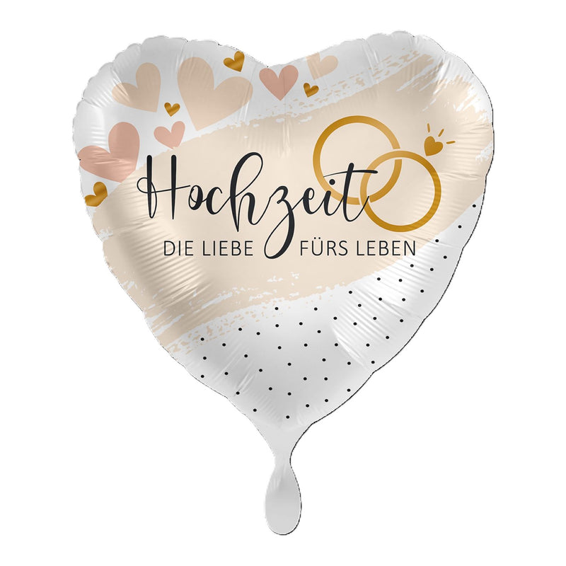 18"/Ø43cm Herz Folienballon  "Hochzeit Die Liebe fürs Leben"