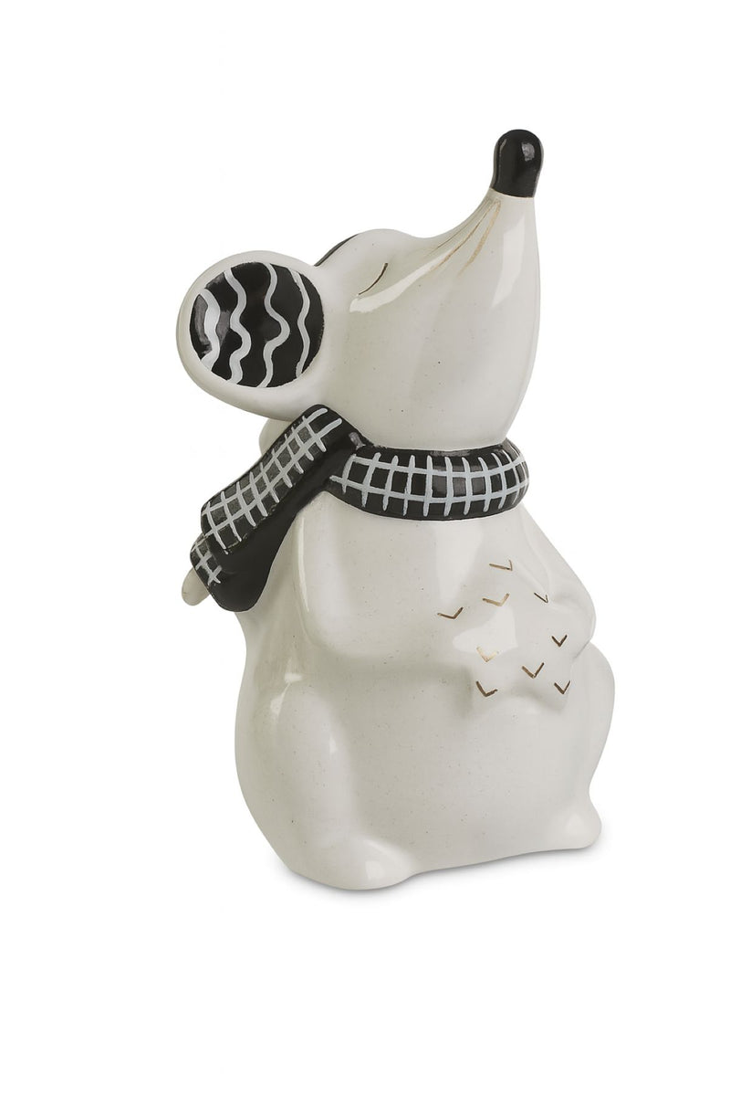 Deko Figur Maus mit Stern | 7,5x13 cm | Weiß Schwarz Dolomit | 70400