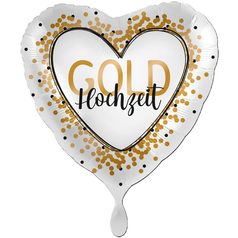 18"/Ø43cm Herz Folienballon  "Goldhochzeit"