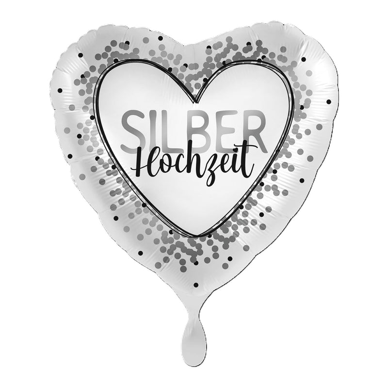 18"/Ø43cm Herz Folienballon  "Silberhochzeit"