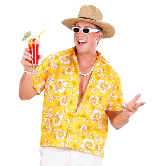 Hawaii Hemd "Flowers" für Herren | Gelb