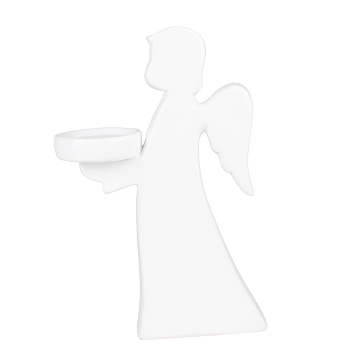 Riffelmacher Engel mit Teelichthalter 18 cm| Porzellan Weiß | Weihnachtsdeko Figur 71258