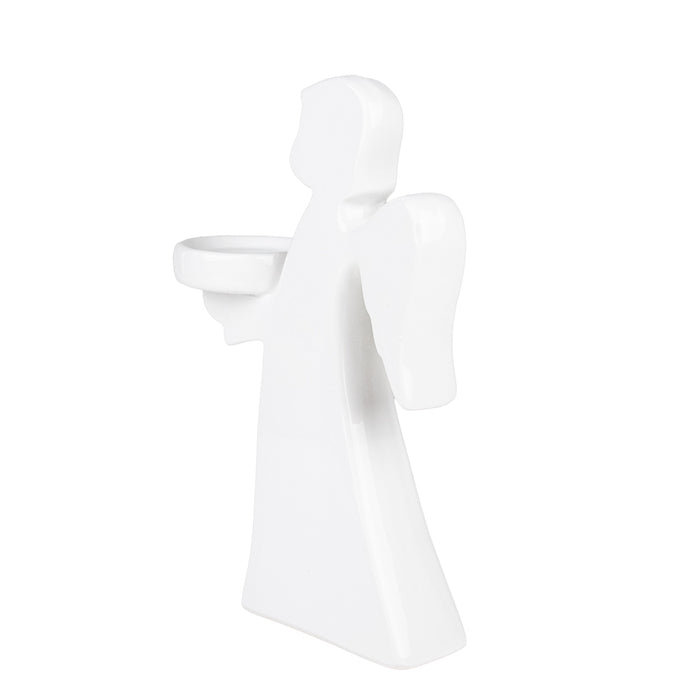Riffelmacher Engel mit Teelichthalter 18 cm| Porzellan Weiß | Weihnachtsdeko Figur 71258