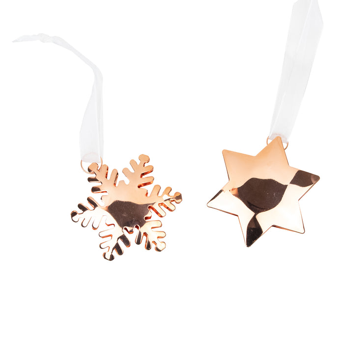 Riffelmacher Baumschmuck Deko Anhänger 6 cm | Stern oder Schneeflocke 71328 | Kupfer