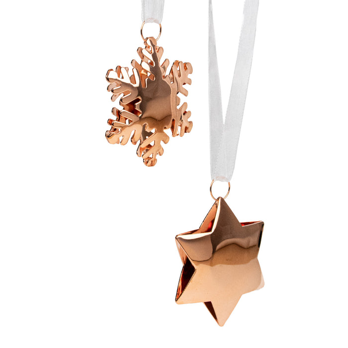 Riffelmacher Baumschmuck Deko Anhänger 6 cm | Stern oder Schneeflocke 71328 | Kupfer