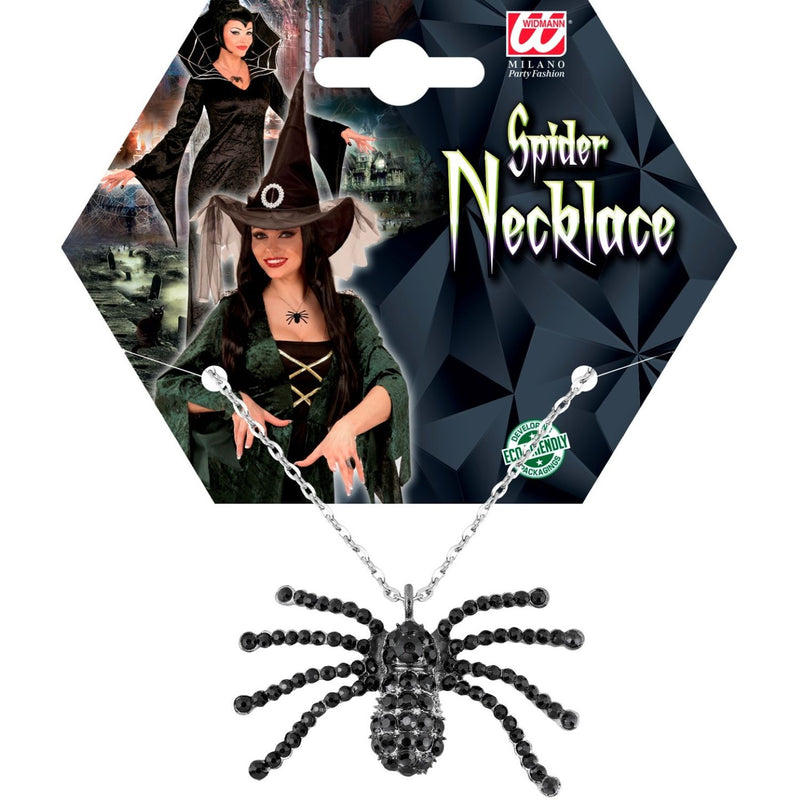 Halskette mit Strass Spinne | Schwarz