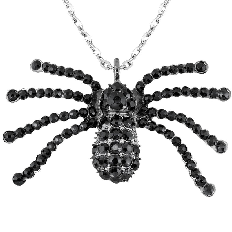 Halskette mit Strass Spinne | Schwarz