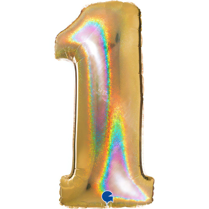 Riesenzahl Folienballon 40"/102cm | Holo Gold