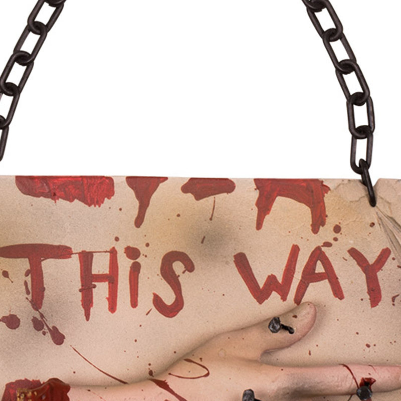 Halloween Wegweiser "This way" - Abgehackte Hand | 19x31 cm Dekoration