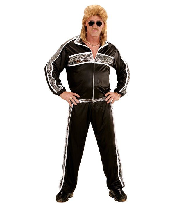 Party Trainingsanzug "Retro" für Herren | Schwarz Silber