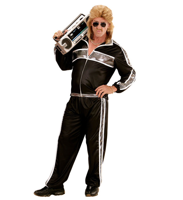 Party Trainingsanzug "Retro" für Herren | Schwarz Silber