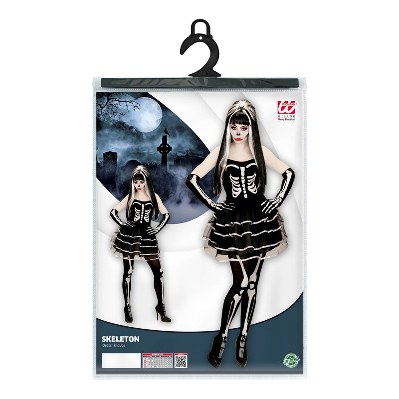 Kostüm Lady Skelett Korsage (Kleid,Handschuhe)