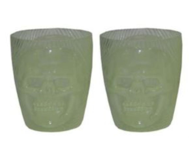 Glow in the Dark Becher mit Totenkopf | Grün - 9 cm