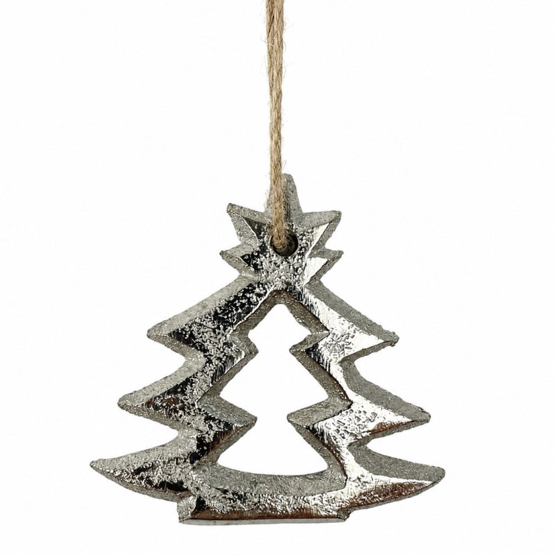 Weihnachtsdekoration Tannenbaum Silber Baumschmuck Anhänger | 6 x 6 cm