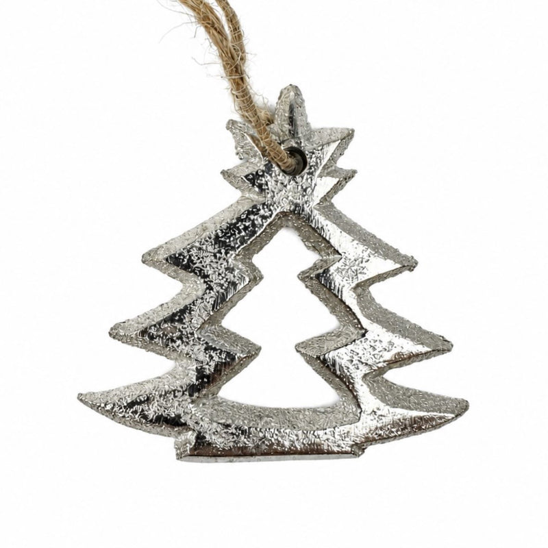 Weihnachtsdekoration Tannenbaum Silber Baumschmuck Anhänger | 6 x 6 cm