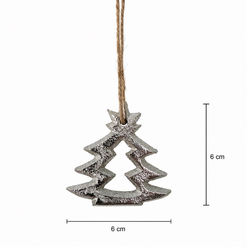 Weihnachtsdekoration Tannenbaum Silber Baumschmuck Anhänger | 6 x 6 cm