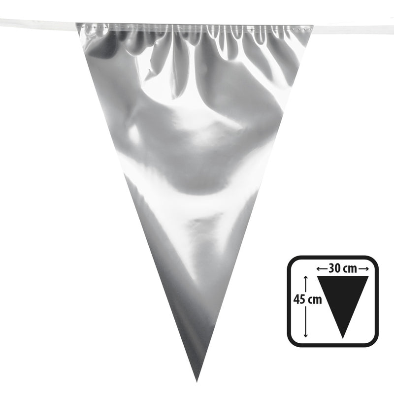 Wimpelkette PE 45x30cm L: 10m | Metallic Silber