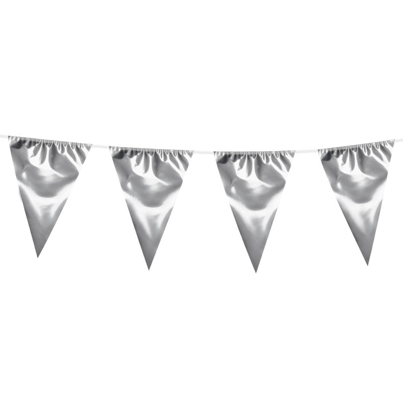 Wimpelkette PE 45x30cm L: 10m | Metallic Silber