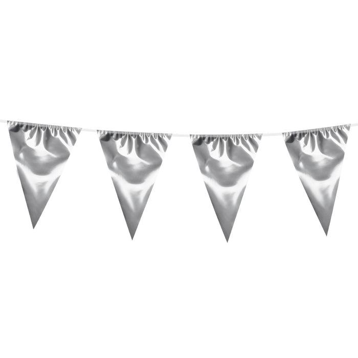 Wimpelkette PE 45x30cm L: 10m | Metallic Silber
