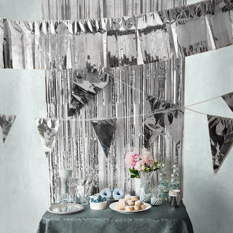 Wimpelkette PE 45x30cm L: 10m | Metallic Silber