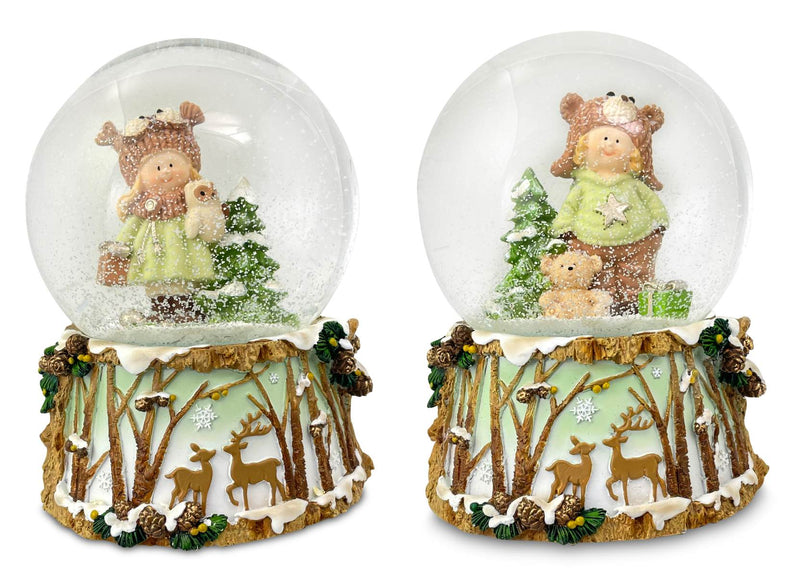 Schneekugel Spieluhr Kinder | 14,5 cm | 2 Motive sortiert | Musik  74868