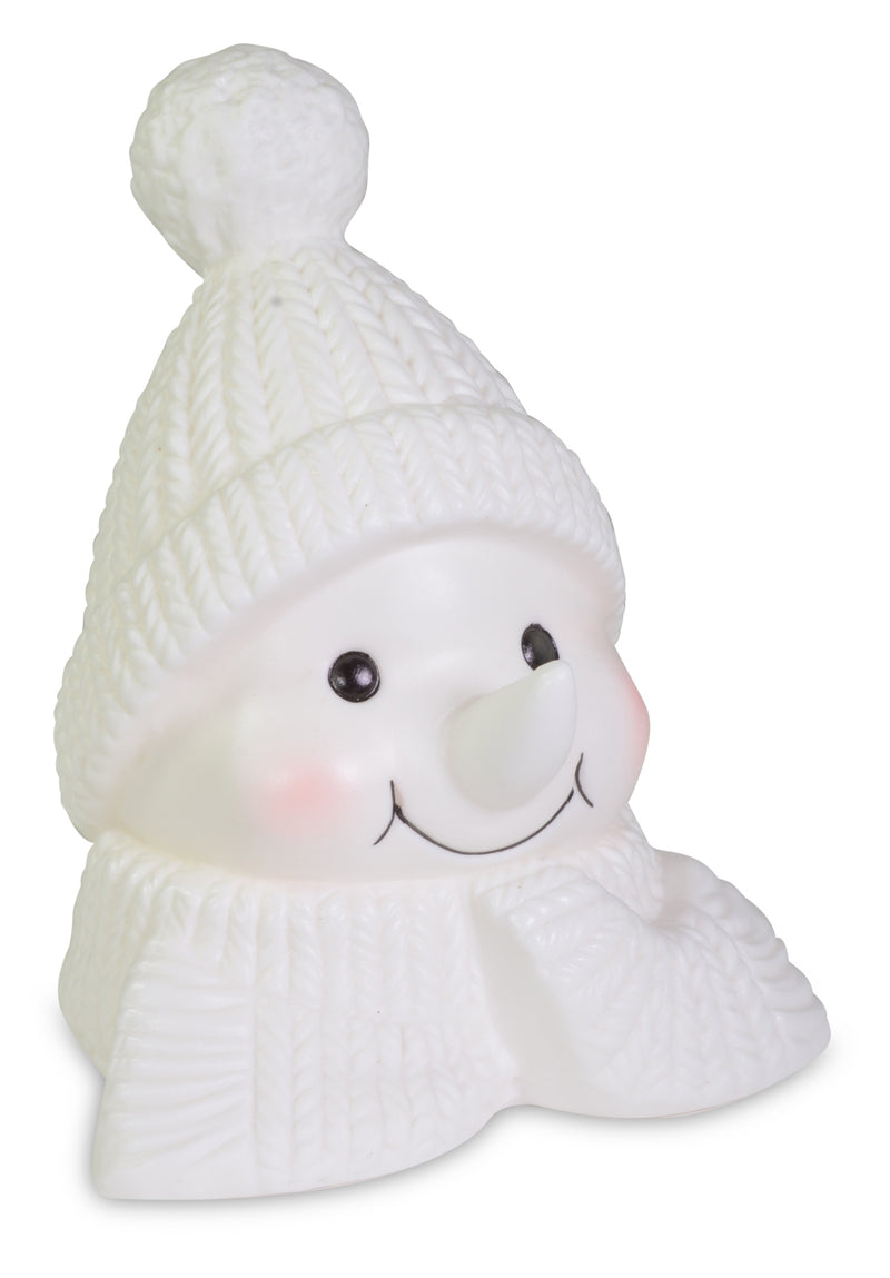 LED Schneemann Gesicht aus Porzellan | Weiß | 11,5×14,5 cm | 74911