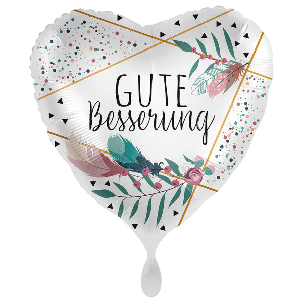 18"/Ø43cm Herz Folienballon  "Gute Besserung"