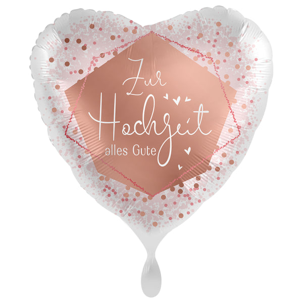18"/Ø43cm Herz Folienballon  "Zur Hochzeit alles Gute"