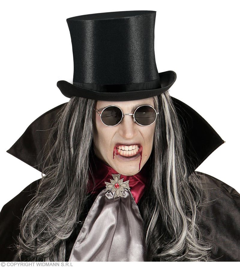 Zylinder aus Satin zum Theater Kostüm | Schwarz