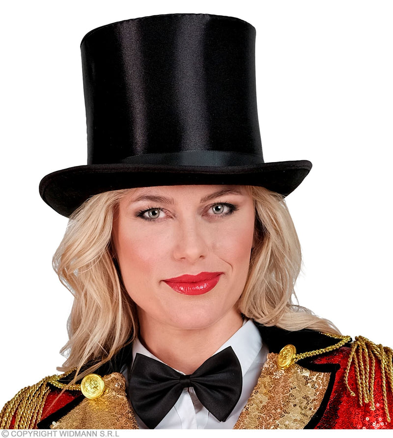 Zylinder aus Satin zum Theater Kostüm | Schwarz