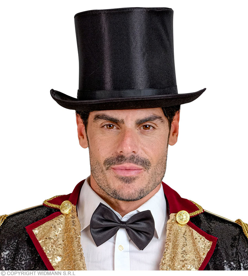 Zylinder aus Satin zum Theater Kostüm | Schwarz