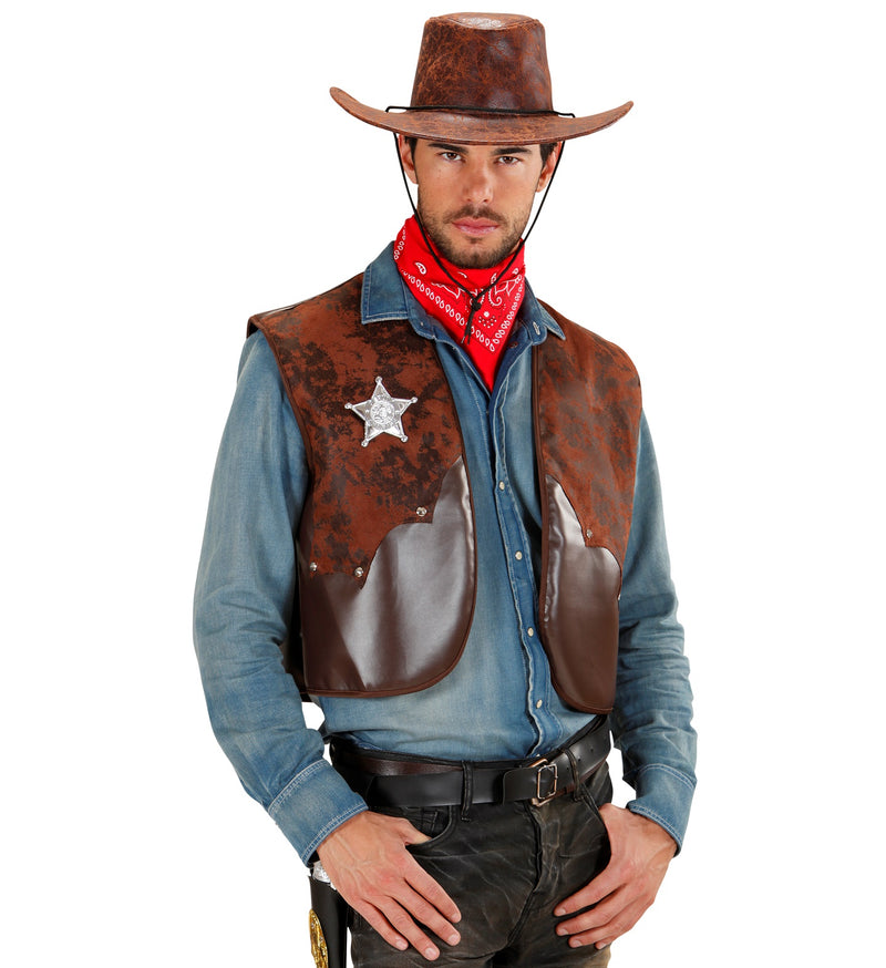 Cowboy Weste für Herren mit Sheriffstern | Braun