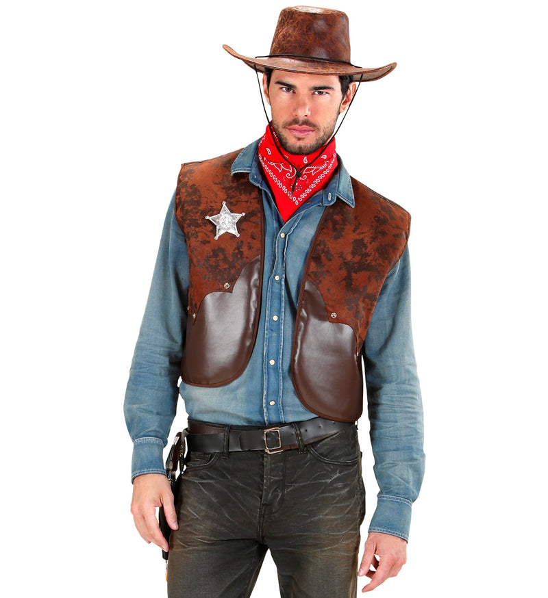 Cowboy Weste für Herren mit Sheriffstern | Braun