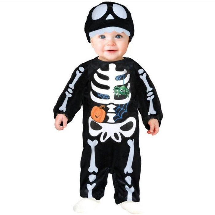 Babykostüm "Skelett boo" für Kinder | Overall, Kopfbedeckung