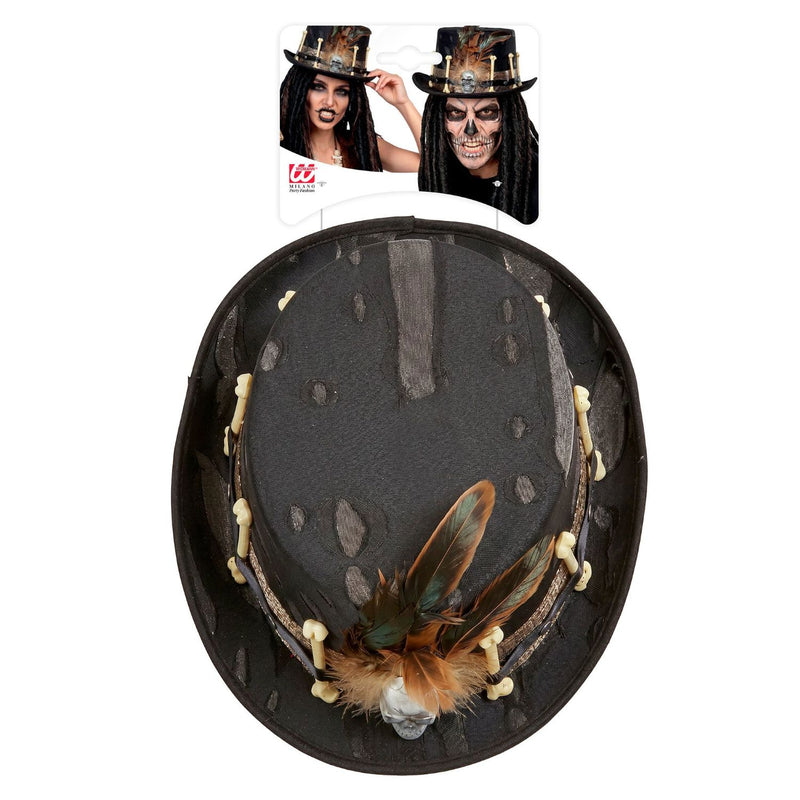 Zylinder Voodoo mit Totenkopf | Schwarz