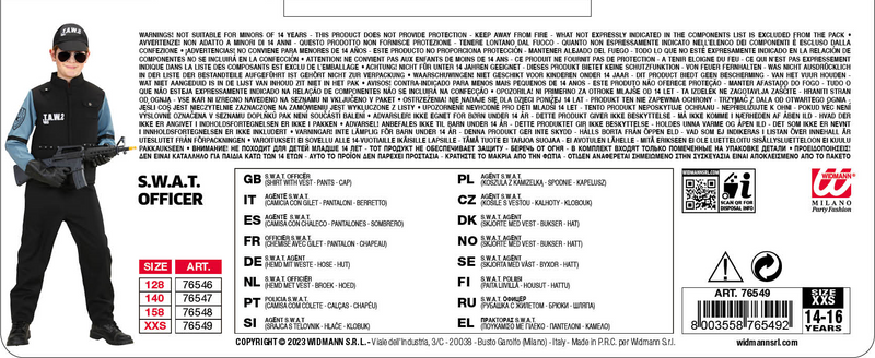 Kostüm Kid S.W.A.T. (Hemd mit Weste, Hose, Basecap)