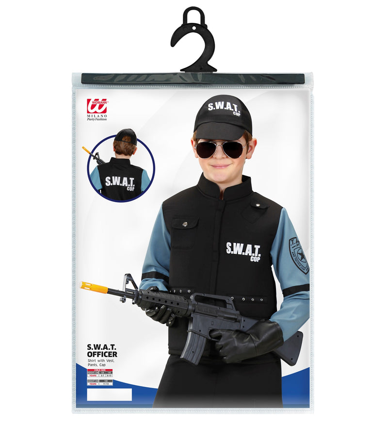 Kostüm Kid S.W.A.T. (Hemd mit Weste, Hose, Basecap)