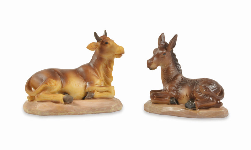 Riffelmacher Krippentiere Ochs & Esel | 2er Set | 7 cm | Braun | Weihnachtskrippe Figuren naturgetreu | 78041