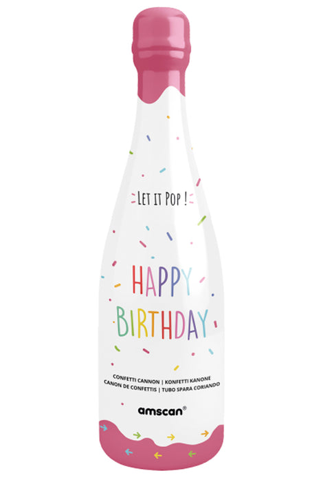 Konfettishooter Flasche Pink | 32 cm Bunt