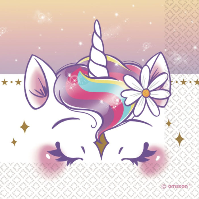 Servietten Einhorn 33x33 cm | 16 Stück