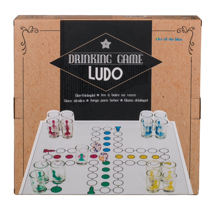 Glas-Trinkspiel "Ludo" | 16 Gläser & 2 Würfel