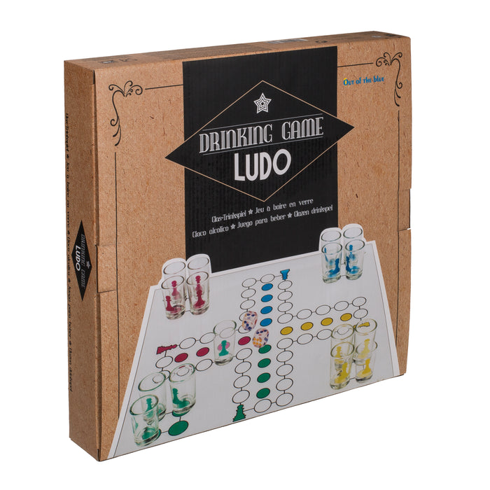 Glas-Trinkspiel "Ludo" | 16 Gläser & 2 Würfel