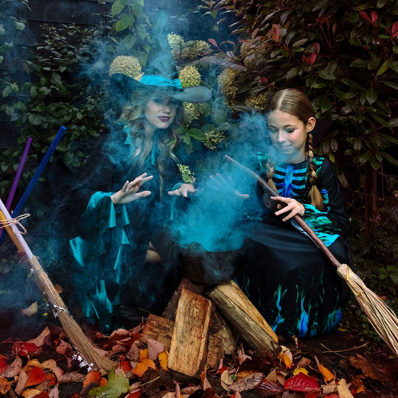 Kostüm Lady Sexy Hexe Türkis/Schwarz Gr.M