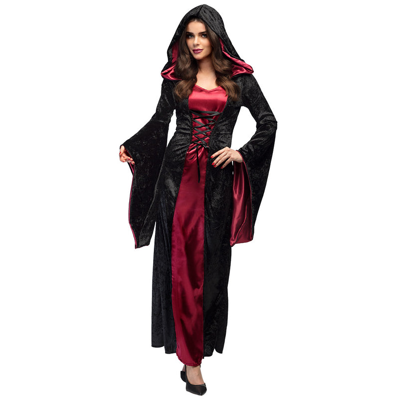Vampir Mistress Halloween Kostüm für Damen | Schwarz Bordeaux