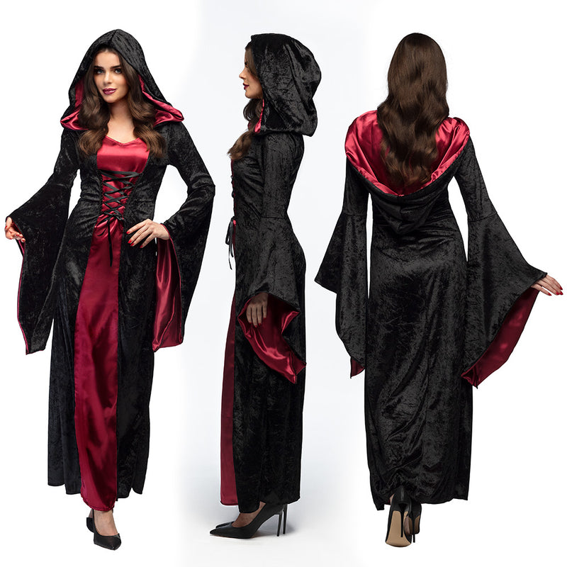 Vampir Mistress Halloween Kostüm für Damen | Schwarz Bordeaux