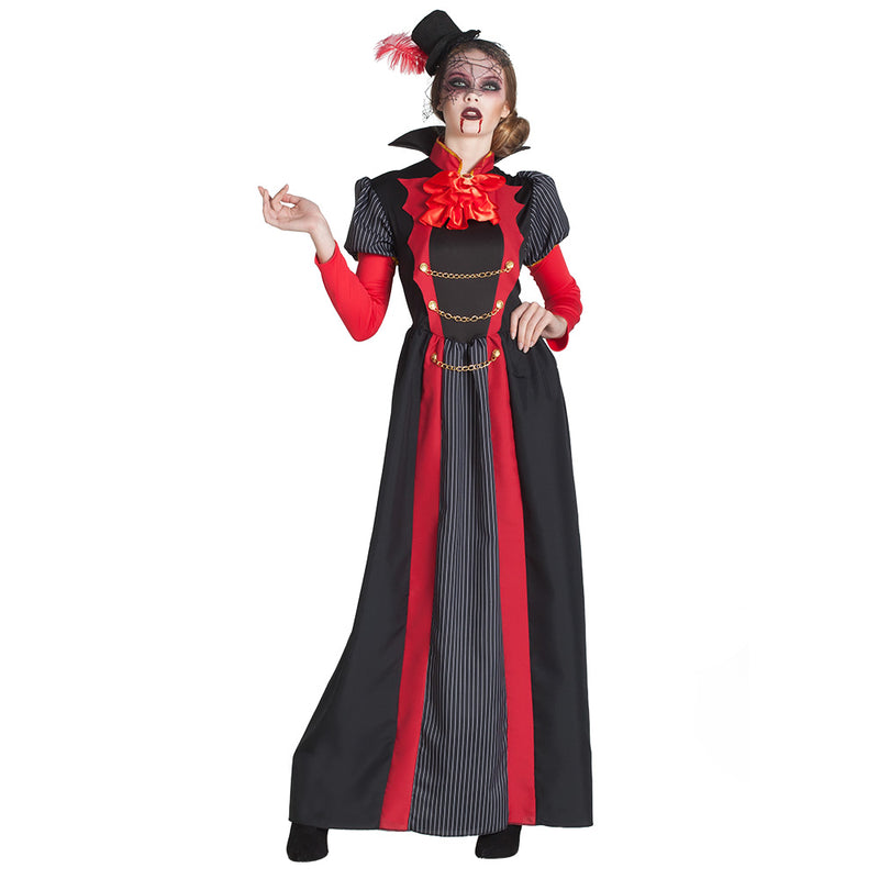 Vampir Emyra Halloween Kostüm für Damen | Schwarz Rot