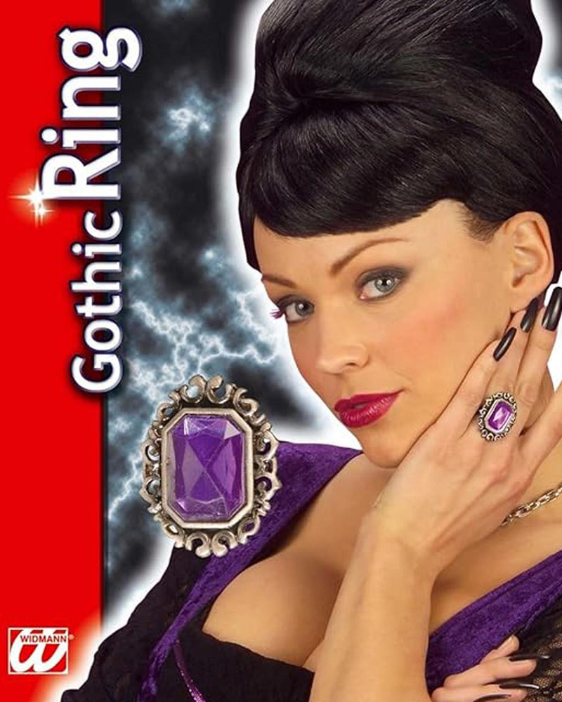 Ring Gothic mit Juwel lila