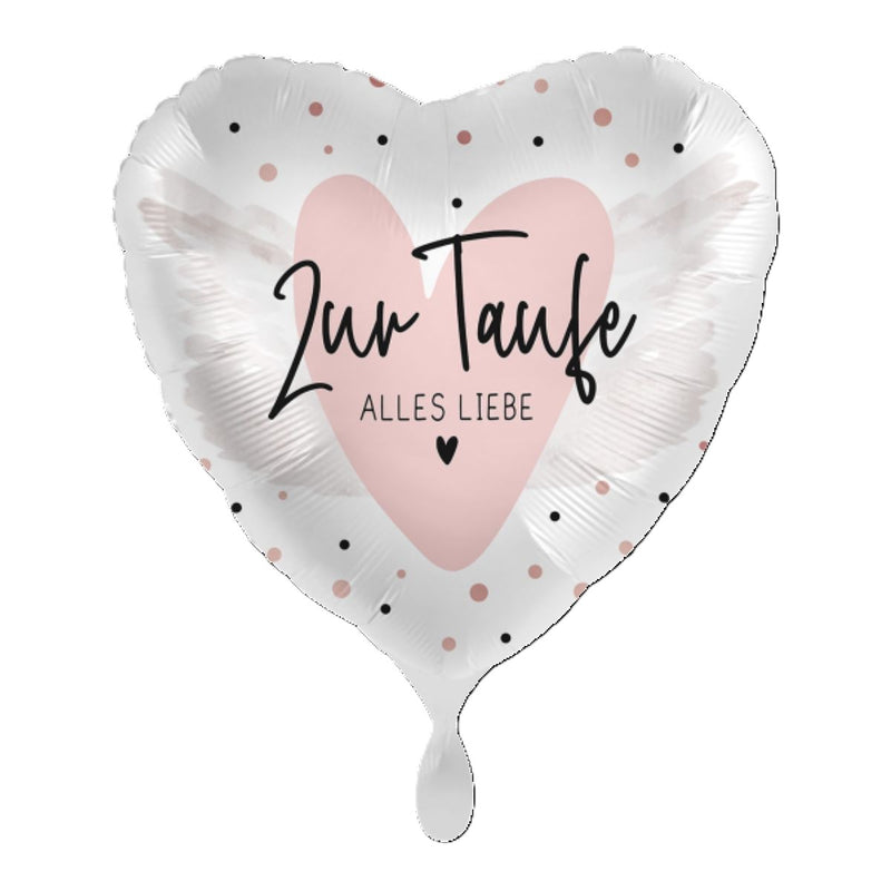 18"/Ø43cm Herz Folienballon  "Zur Taufe Alles Liebe"