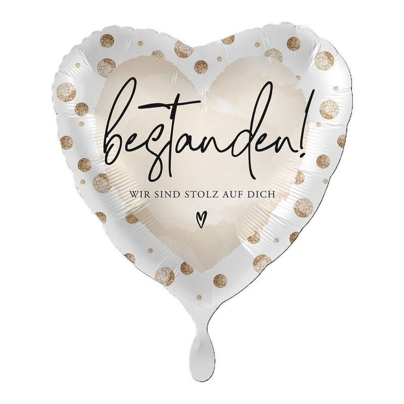 18"/Ø43cm Herz Folienballon "Bestanden!"